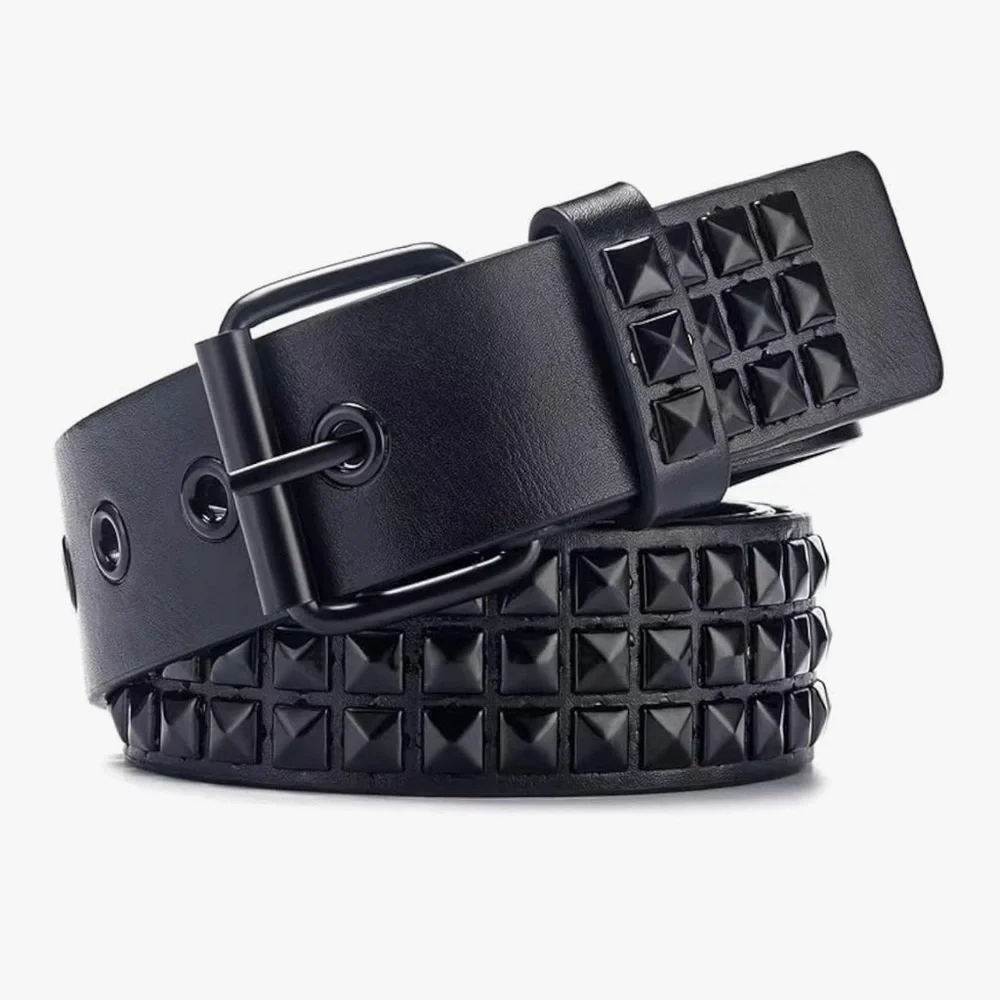 Black Studded Leather Belt Y2K‎ 2000s Trending Grunge Vintage Goth Style